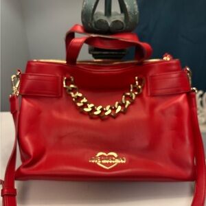 Love Moschino Red Satchel with Gold Chain